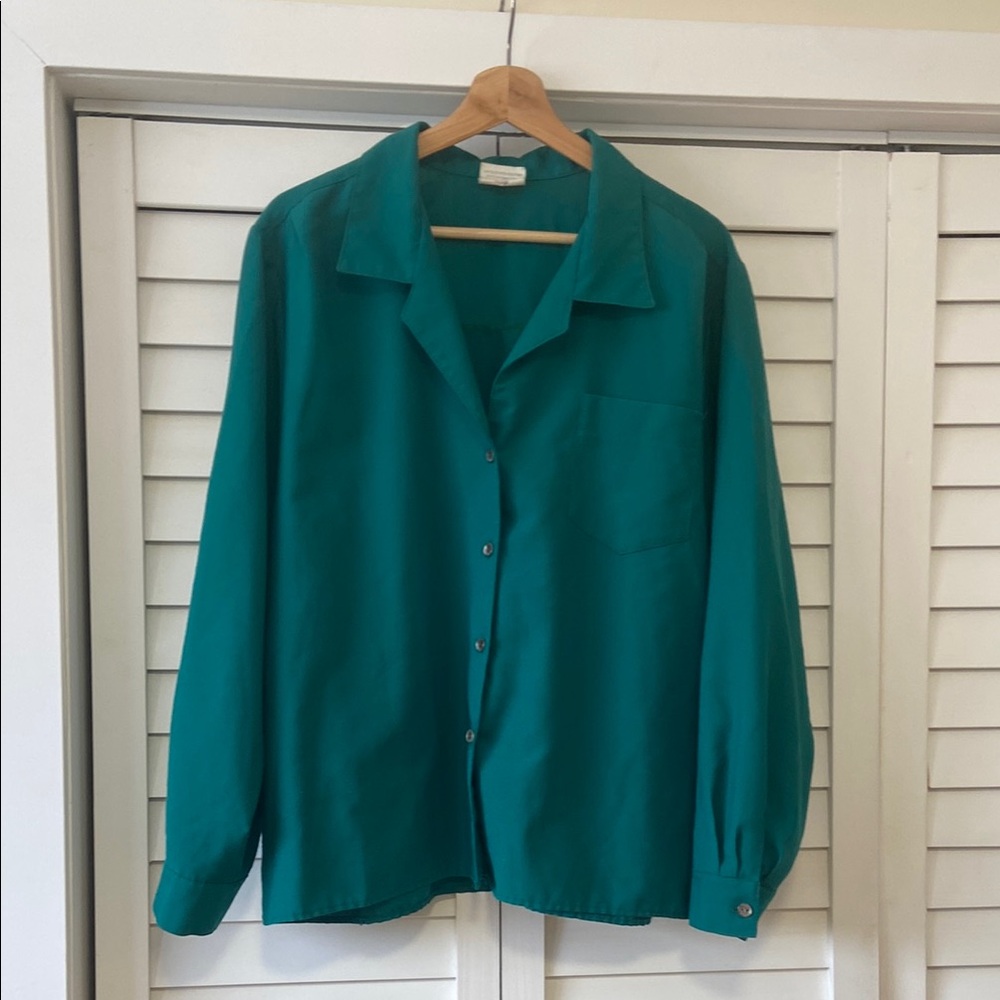 Vintage Emerald Button-Up Shirt